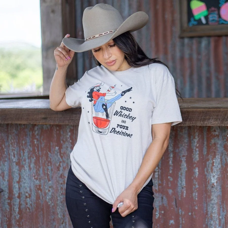 Women's Whiskey Cowgirl Boyfriend Fit T-Shirt - Sand - Image 4