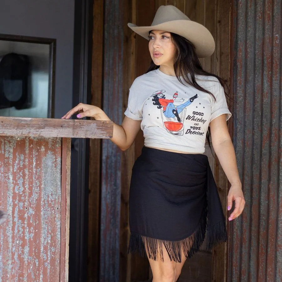 Women's Whiskey Cowgirl Boyfriend Fit T-Shirt - Sand - Image 5