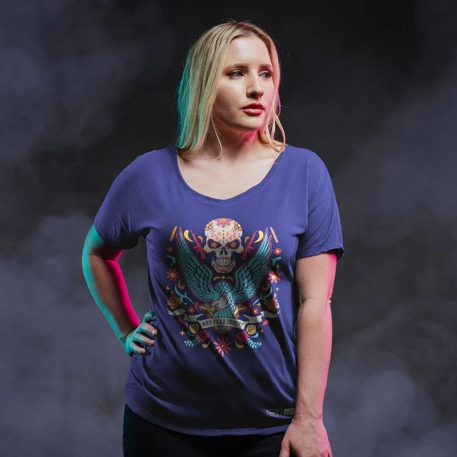 Women's Why Fear Death Slouchy Fit T-Shirt - Future Dusk - Image 2