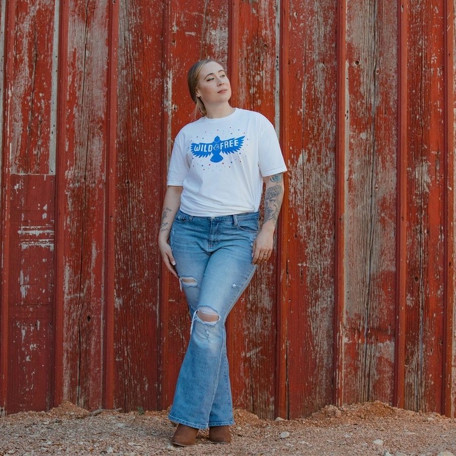 Women's Wild & Free Boyfriend Fit T-Shirt - White - Image 6