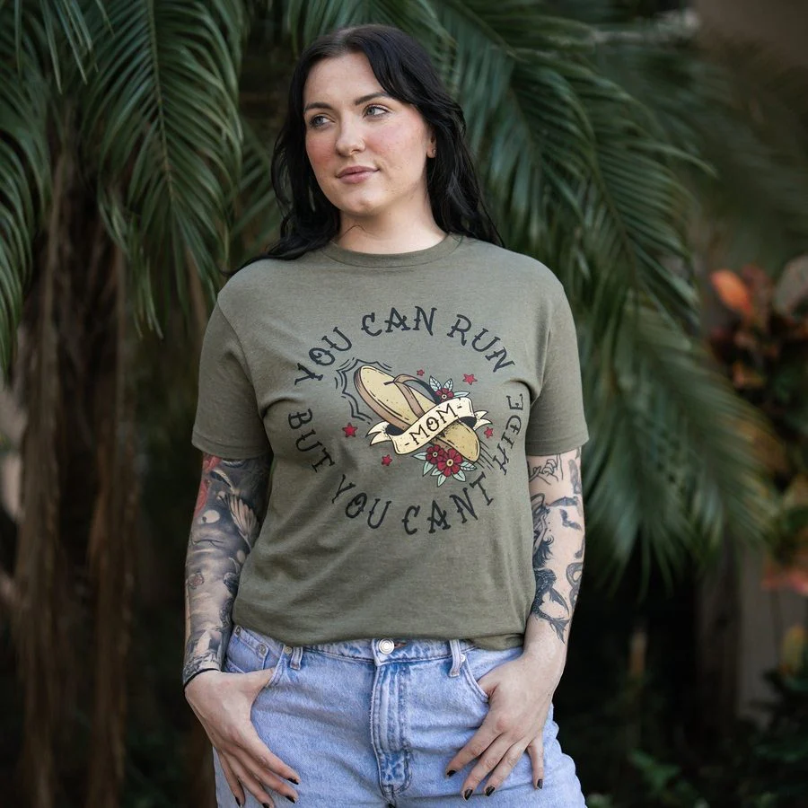 Women's You Can Run Boyfriend Fit T-Shirt - Military Green - Image 3